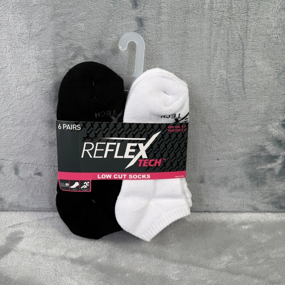 Reflex Tech Womens Low Cut Athletic Socks 6 Pairs Cushioned Moisture Wicking